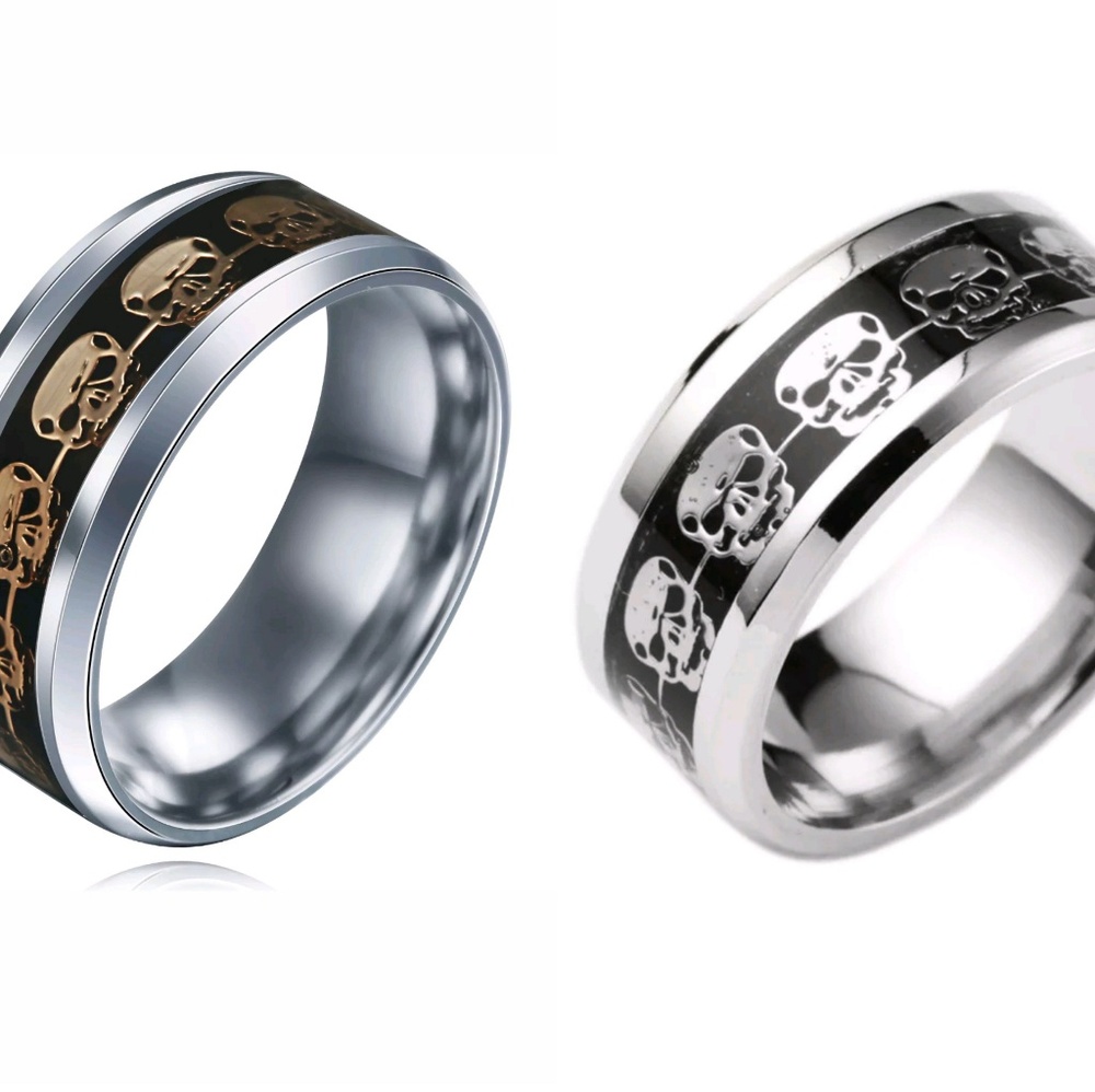 SKULL RING TITANIUM STAINLESS - Picture 1 of 6